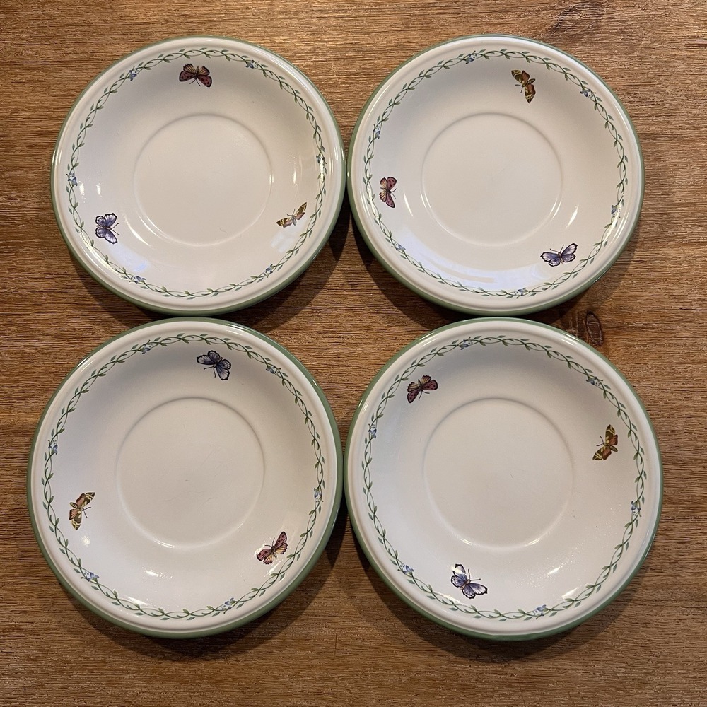 Studio Nova 6.5" Saucers‎ Garden Bloom Set-4 Y2372 Butterflies Pattern Thailand